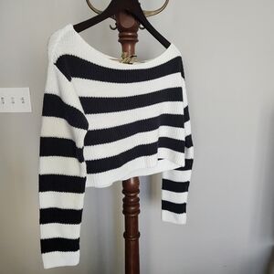 Striped Cropped Off-the-Shoulder Longsleeve